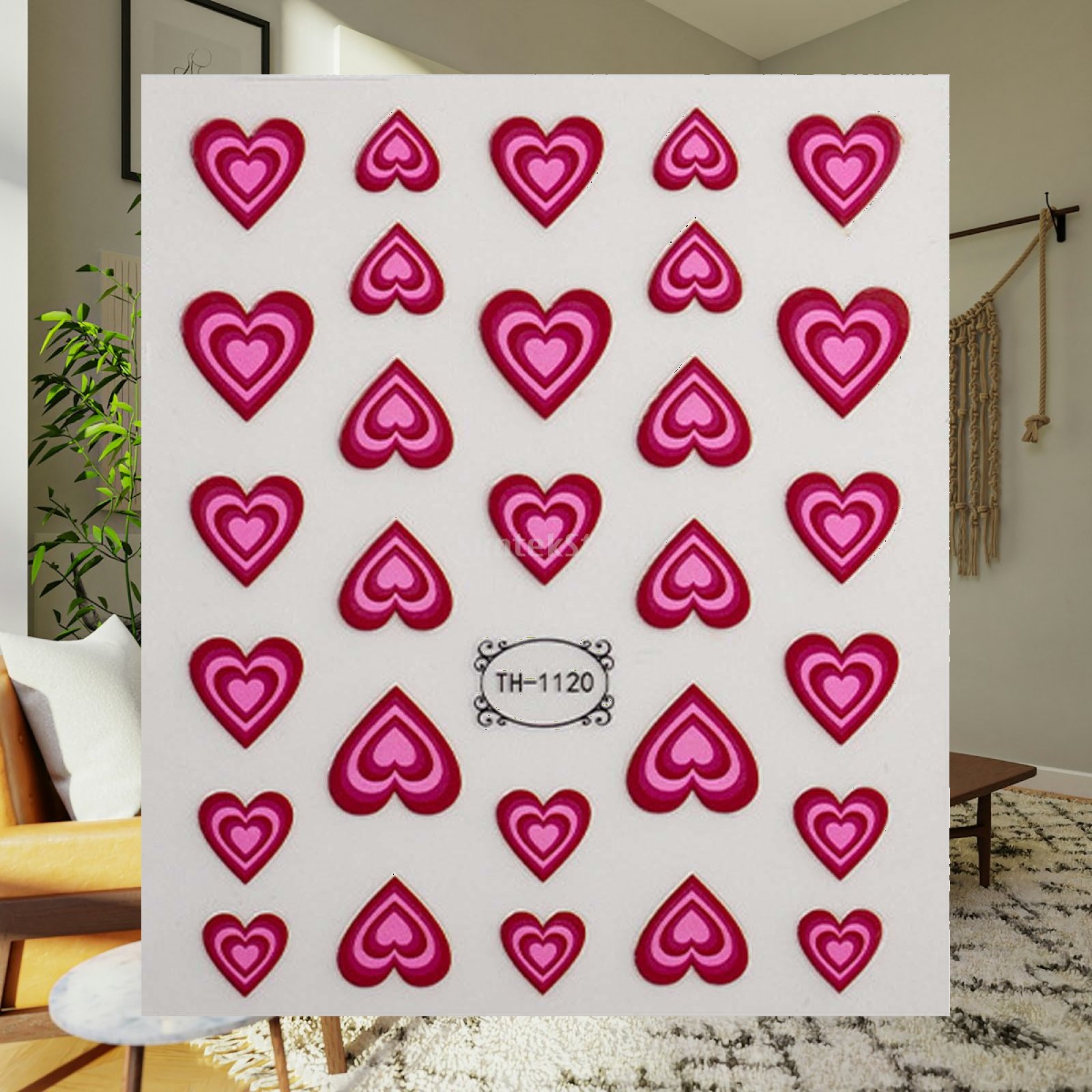 Nail Art Valentines Day - Adesivos 3D de Coração para Unhas
