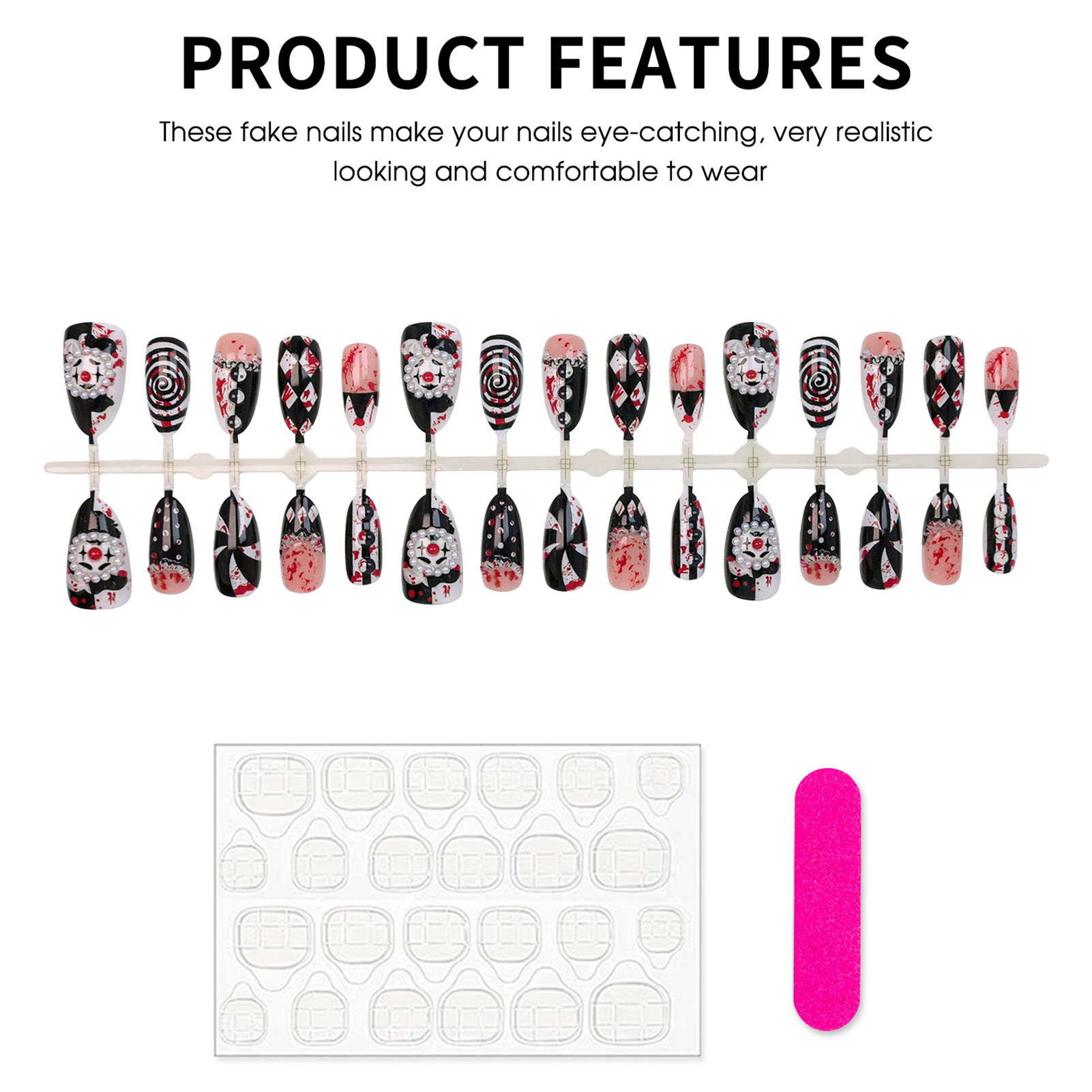 30 peças de Unhas Postiças Eng - Nail Art Press On avaliação e preço