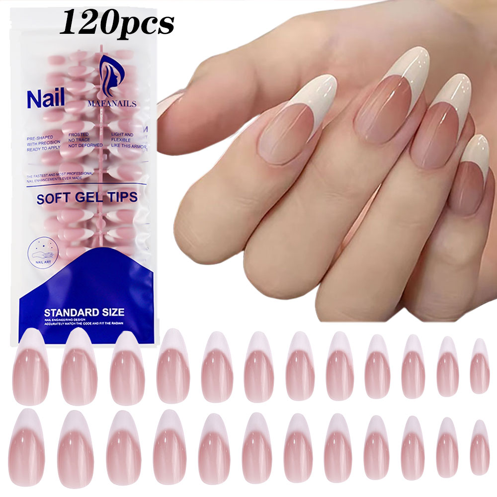 120 pçs rosa médio amêndoa fra - Nail Art Pink avaliação e preço
