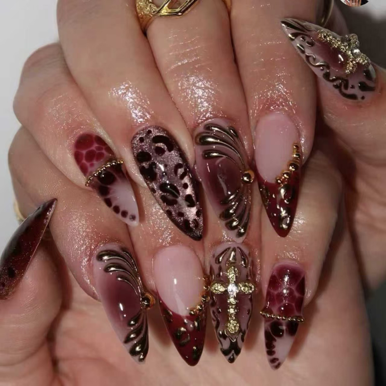 Unhas postiças médias para mul - Nail Art Press On avaliação e preço