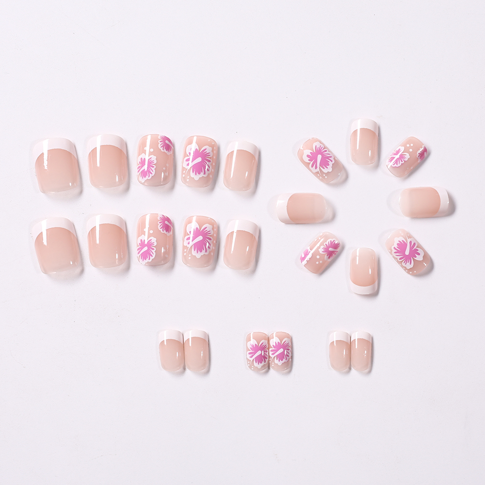 24 pçs flor francesa unhas fal - Nail Art Press On avaliação e preço