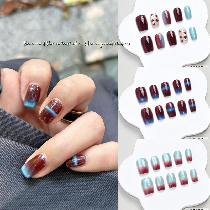 10 pçs outono inverno novo est - Nail Art Press On avaliação e preço