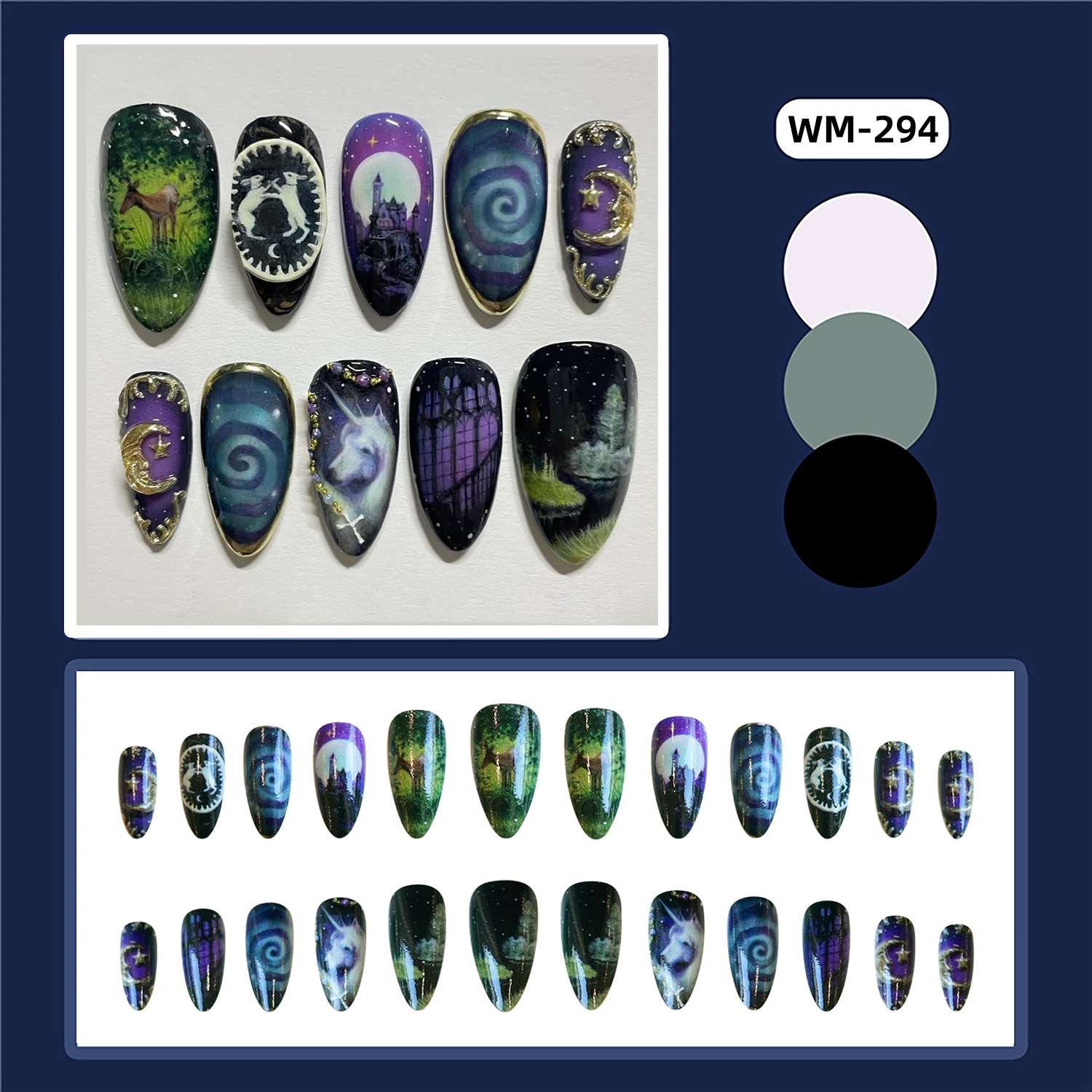 24 pçs fantasia cavalo celesti - Nail Art Press On avaliação e preço