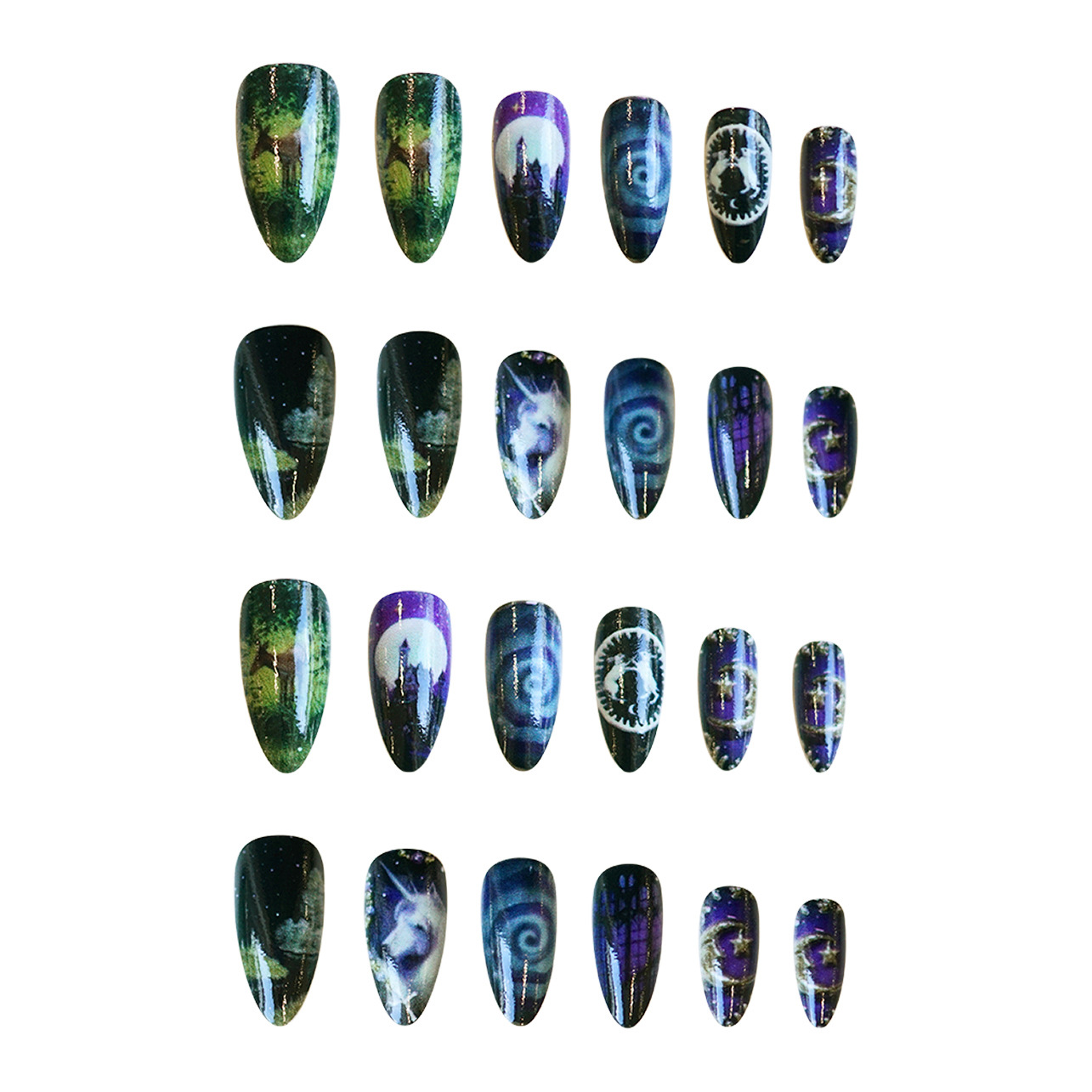 24 pçs fantasia cavalo celesti - Nail Art Press On avaliação e preço
